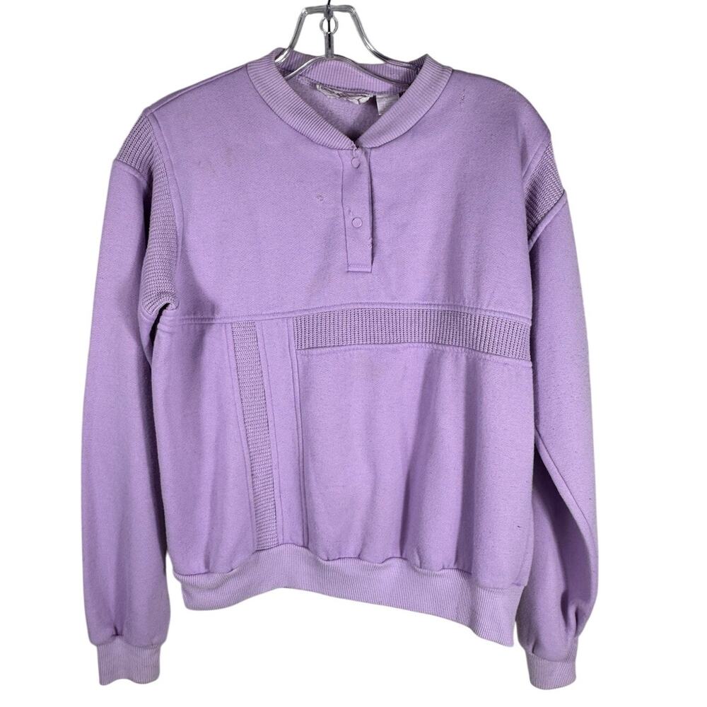 Rare Vtg 80s 90s Goolagong Purple Henley Sweatshirt Pullover Womens L Taiwan HTF